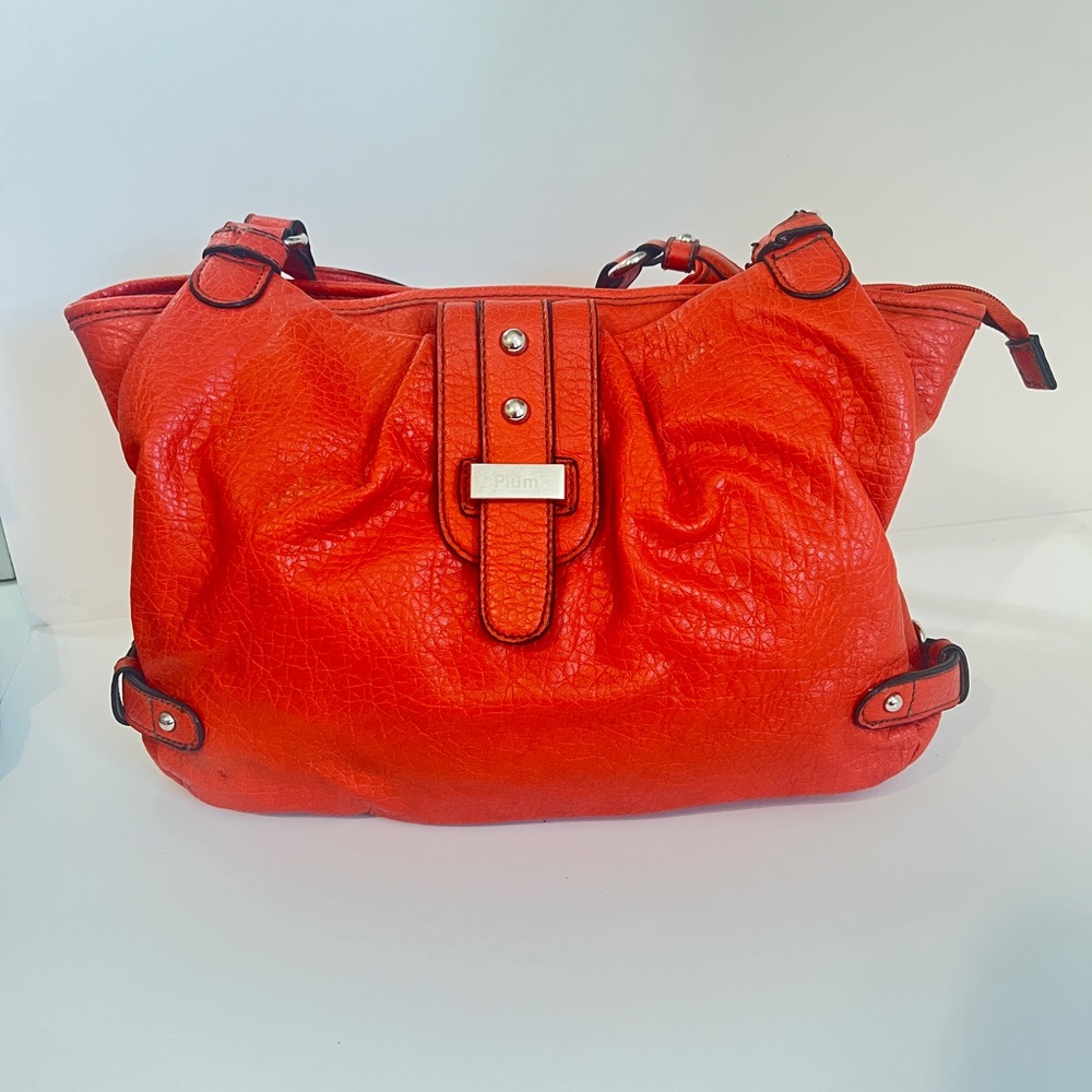 Plum womens Vibrant orange leather Shoulder Bag.